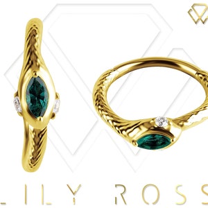 Beautiful 18k Solid Gold Hinged Snake Conch Ring Set with 5A Grade Premium Nano Gems Marquise Swarovski Cz..16g - 11mm ( nickel free )