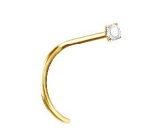 Diamond 14K Solid Gold Nose Stud, Prong Setting with 0.015ct VVS (D-H) Diamond..20G - 6.5mm
