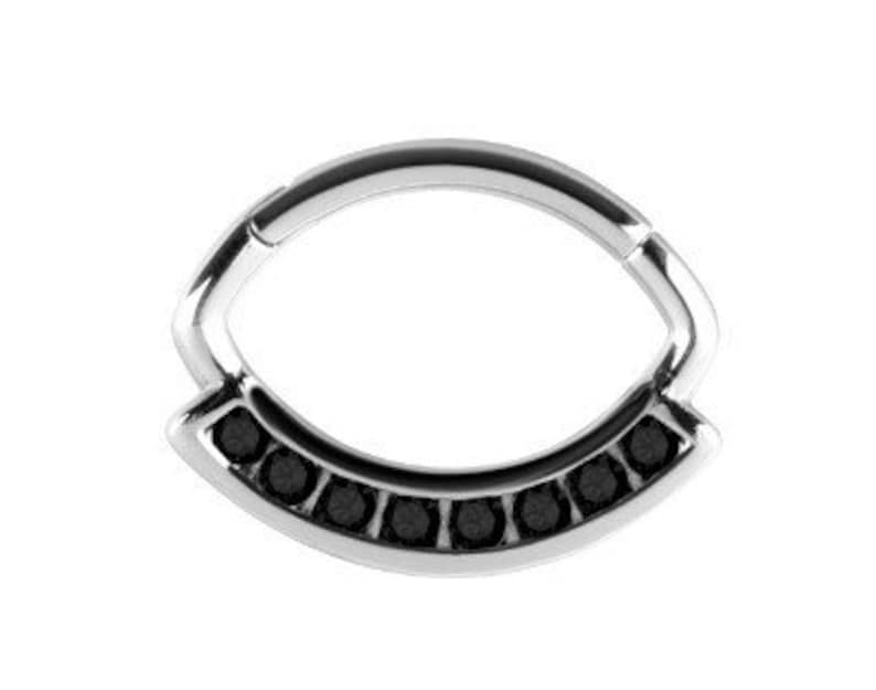 Daith Jewelry Septum Hinged Ring Set With Black Swarovski Etsy