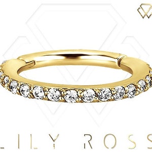 Bague articulée conque/hélice/cartilage en or massif 18 carats avec diamants VVS (D-F) véritables..Livré en 16 g - de 9 mm à 12 mm