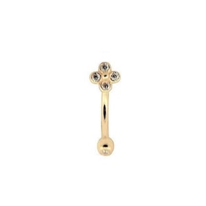14k Solid Gold Rook Jewelry - Cartilage - Daith - Eyebrow Piercing Curved Barbell Set with White Swarovski Cz..16g - 6mm and 8mm
