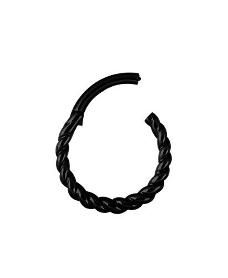 Comes in 6mm,8mm or 10mm 16g Black Septum Ring Daith Piercing Helix Hinged Clicker..Black PVD Over 316L Surgical Steel
