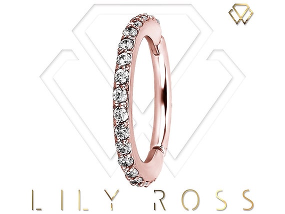 316L Surgical Steel Rose Gold PVD White Square CZ Cartilage Ring 316L Surgical Steel Rose Gold PVD White Square CZ Cartilage Ring