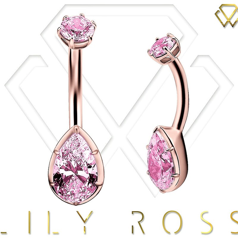 Gold Pink Color Alloy Floral Resin Rhinestone Sexy Body Navel Ring main image 1