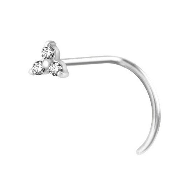 Dainty Trinity Nose Stud Set with 3x 5A Grade White Swarovski Cz..316L Surgical Steel 20G 6.5mm