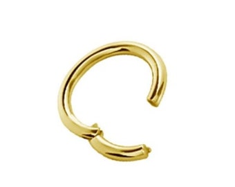 18k Solid Gold Daith Piercing - Septum Clicker - Rook Earring - Nose Jewelry..From 20 gauge to 6 gauge - 4mm to 14mm (Inside Diameter)