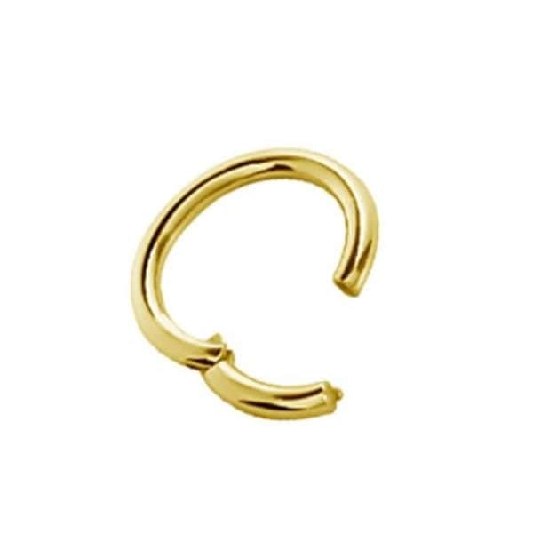 18k Solid Gold Daith Piercing - Septum Clicker - Rook Earring - Nose Jewelry..20g, 18g, 16g, 14g, 12g or 10g - 4mm to 14mm