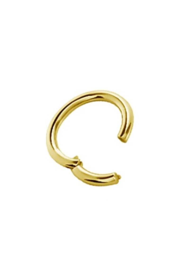 18k Solid Gold Daith Piercing Septum Clicker Rook Earring Nose Jewelry..20g, 18g, 16g, 14g, 12g or 10g 4mm to 14mm image 1