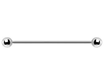 Barre d'haltères industrielle Helix pour cartilage, 14 g. Acier chirurgical 316L de qualité médicale avec billes de 3 mm ou 4 mm, de 24 mm à 50 mm