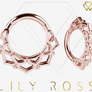 Solid 18k Rose Gold Daith Septum Ring...Tragus/Cartilage/Helix Piercing Clicker. Comes in 16g - 7mm (Nickel Free)