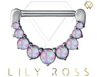 Gorgeous Nipple Clicker Set with Pink Opals..316L Surgical Steel - Comes in 14g - 12, 14 or 16mm