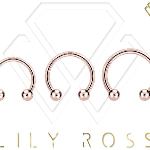 20g Rose Gold Daith Piercing/Septum/Tragus/Cartilage/Helix Jewelry..14k Rose Gold PVD Over Surgical Steel with 2.5mm - 6,7,8 or 10mm