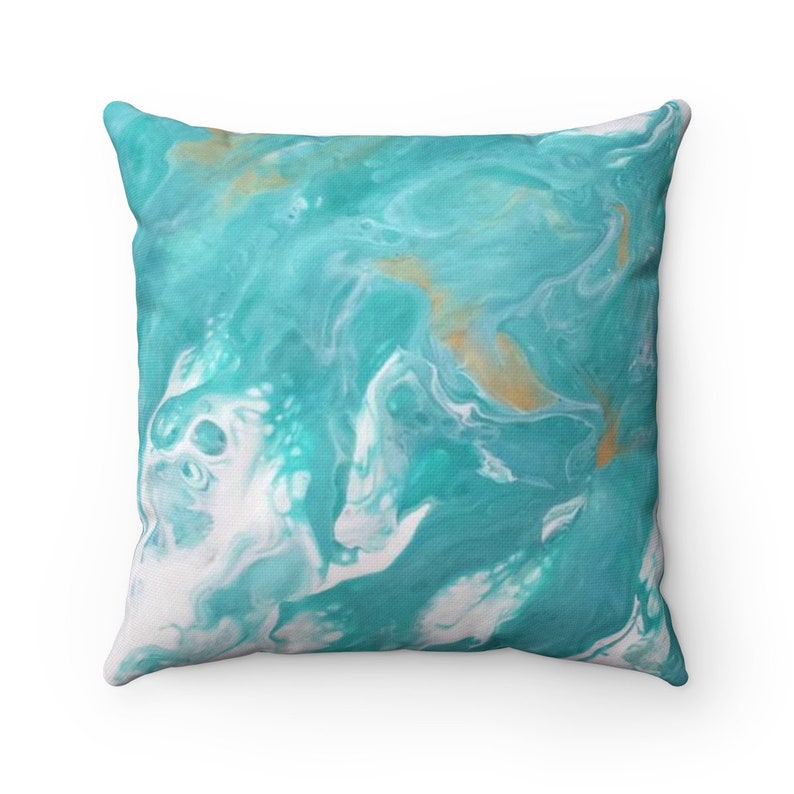 Blue Abstract Square Pillow Case Etsy