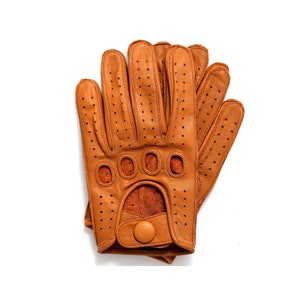 Men's Reverse Stitched Leather Driving Gloves Cognac