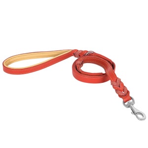 Braided Leather Dog Leash With Two Handles, Full Grain Leather Leashes ...