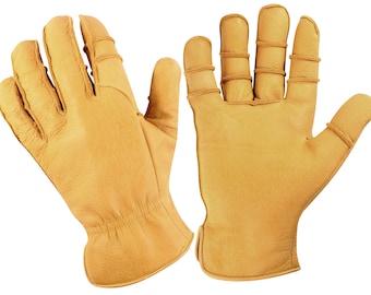 Leather Construction Safety Work Gloves Reverse Stitched for Men