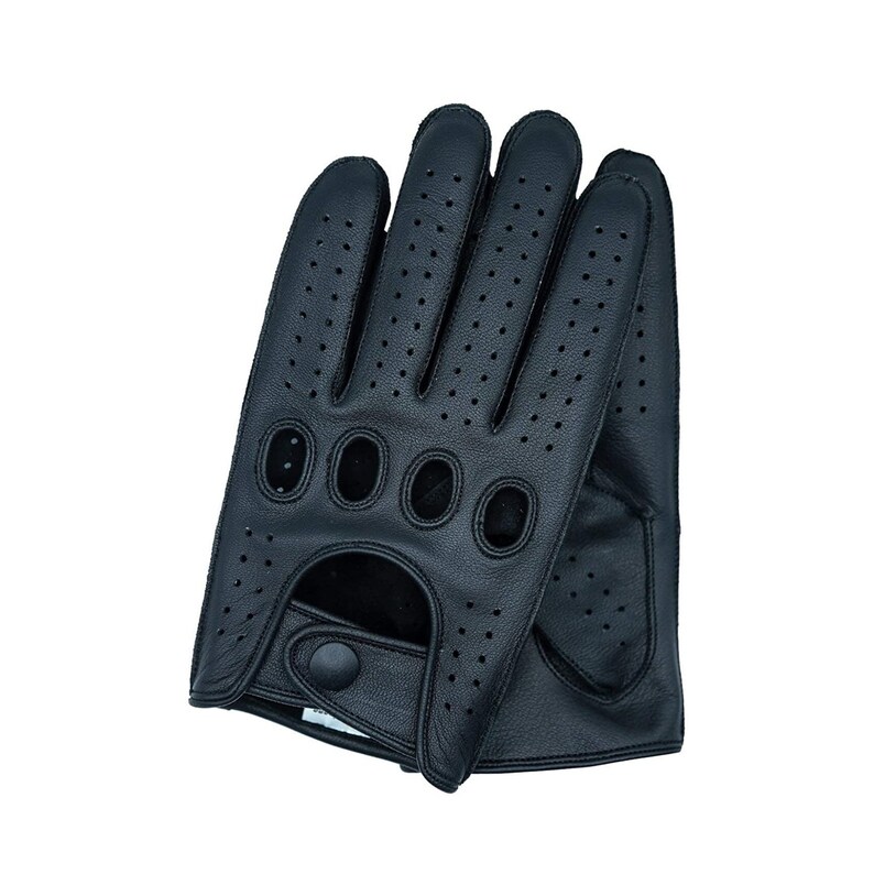 Men's Reverse Stitched Leather Driving Gloves Black