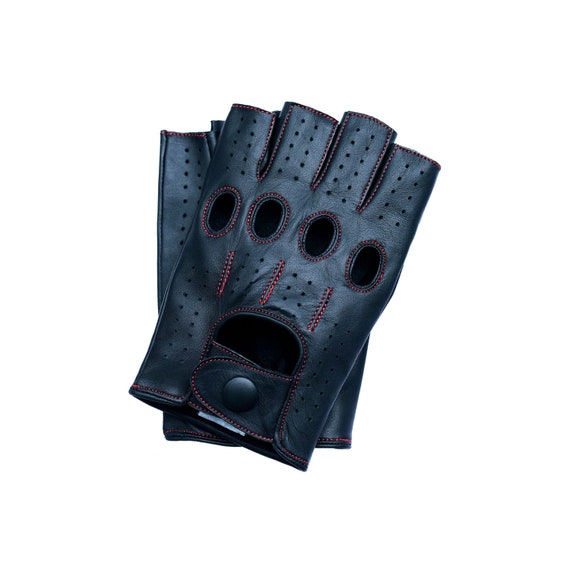 Riparo Fingerless Half Finger Driving Motorcycle Gloves Black//Red Thread