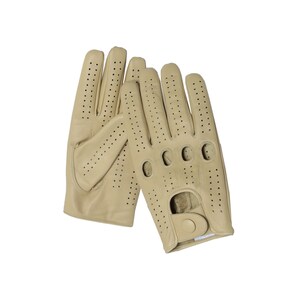 Women's Genuine Leather Full-finger Driving Gloves - Sand