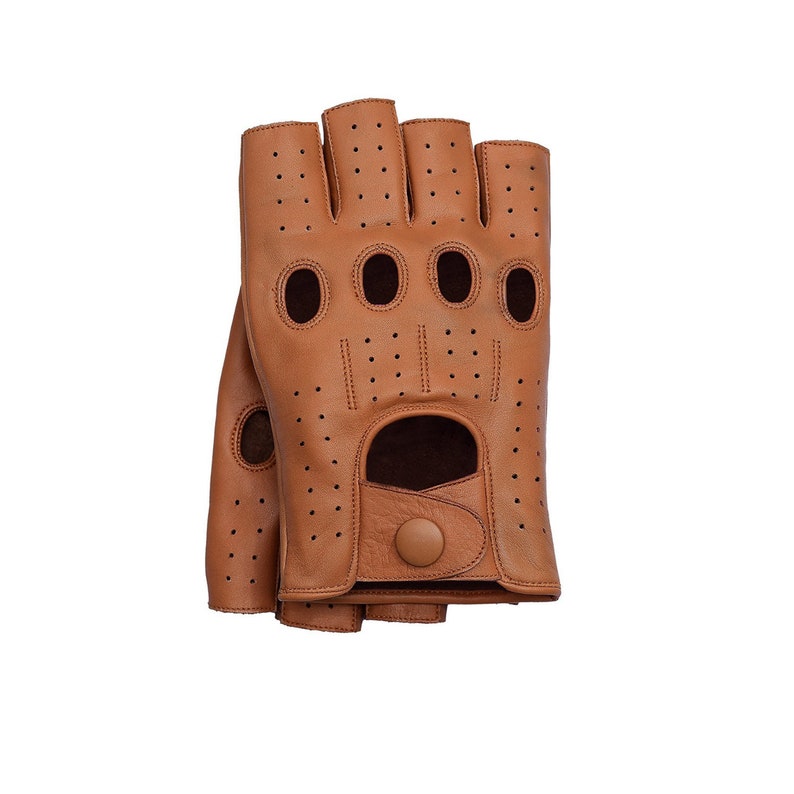 Congac Men/'s Leather Fingerless Half-Finger Driving Motorcycle Gloves