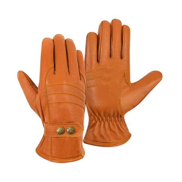 Men's Nappa Leather Winter Dress Driving Gloves (Fleece Lining)