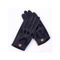 Men's Vegan Leather Full-finger Driving Gloves - Black