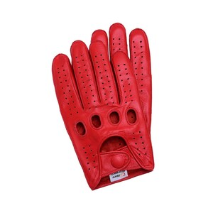 Men's Reverse Stitched Leather Driving Gloves Red