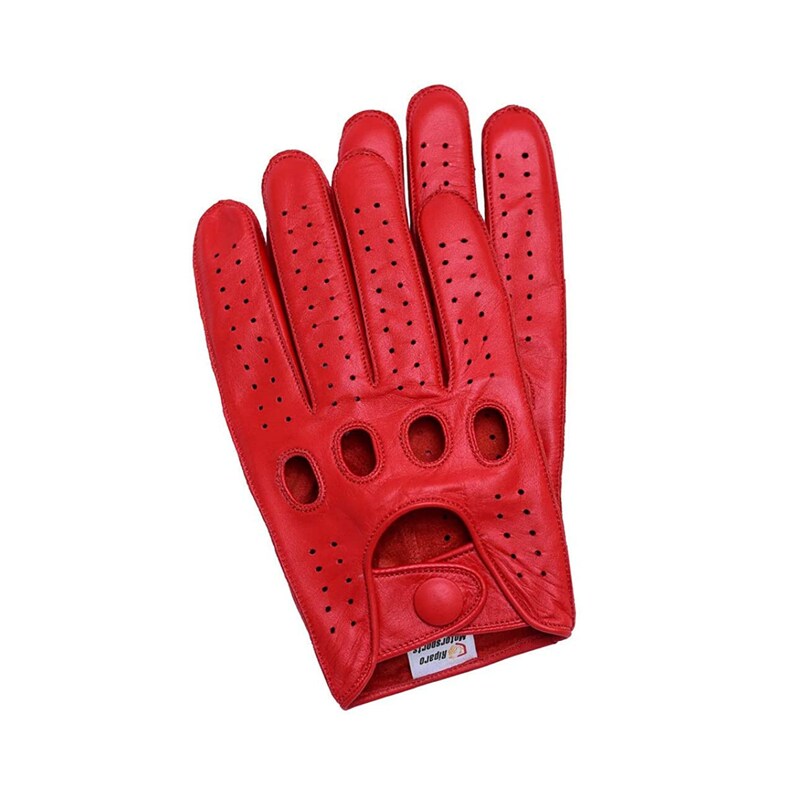 Men's Reverse Stitched Leather Driving Gloves Red