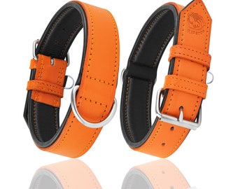 Genuine Leather Padded Dog Heavy Duty K-9 Adjustable Collar