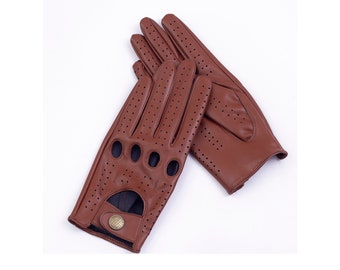 Men's Vegan Leather Full-finger Driving Gloves