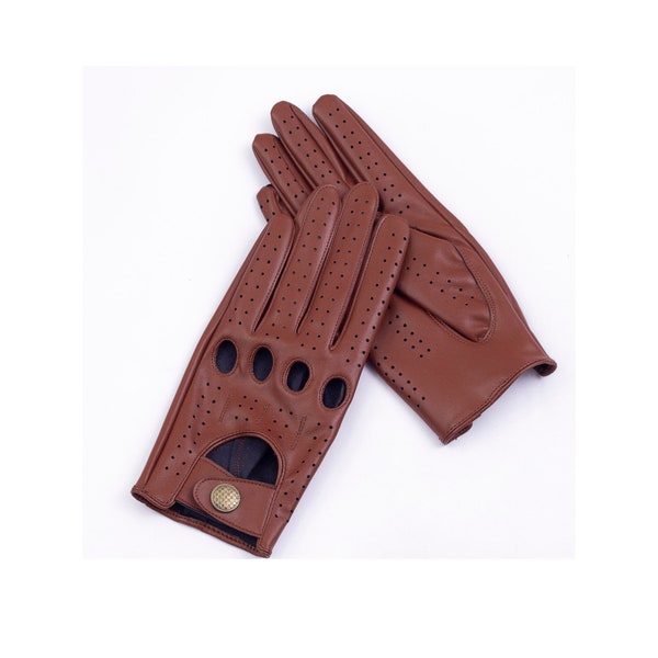 Men's Vegan Leather Full-finger Driving Gloves