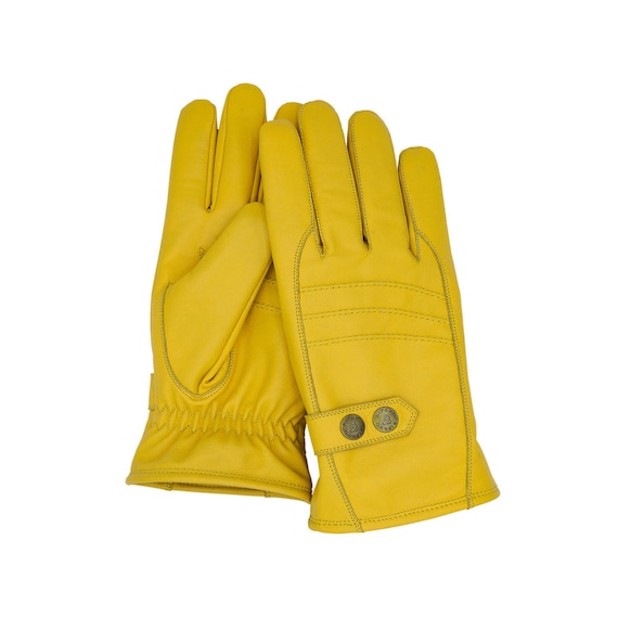Men/'s Nappa Leather Winter Dress Driving Gloves Camel WoolFleece Lining