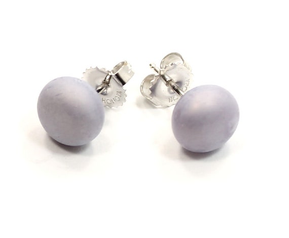 Purple HONORA Pearl Design Sterling Silver Estate Stud
