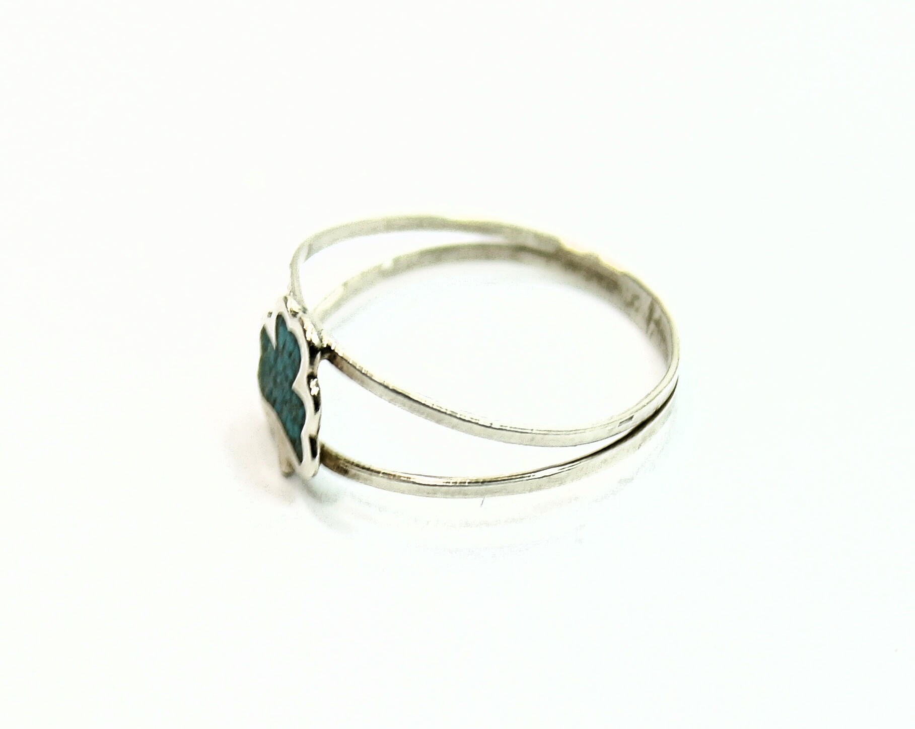 Handcrafted Vintage Clover Leaf Turquoise Sterling Silver estate 