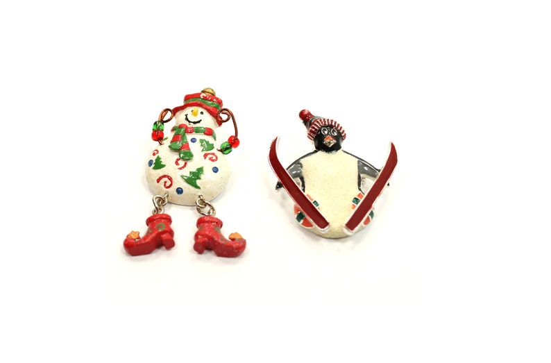 Christmas and Winter Theme Snowman /& Penguin Brooches