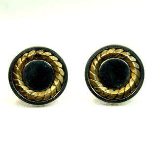 Vintage Gold and Silver Tone Bullet Back  Circle Cufflinks