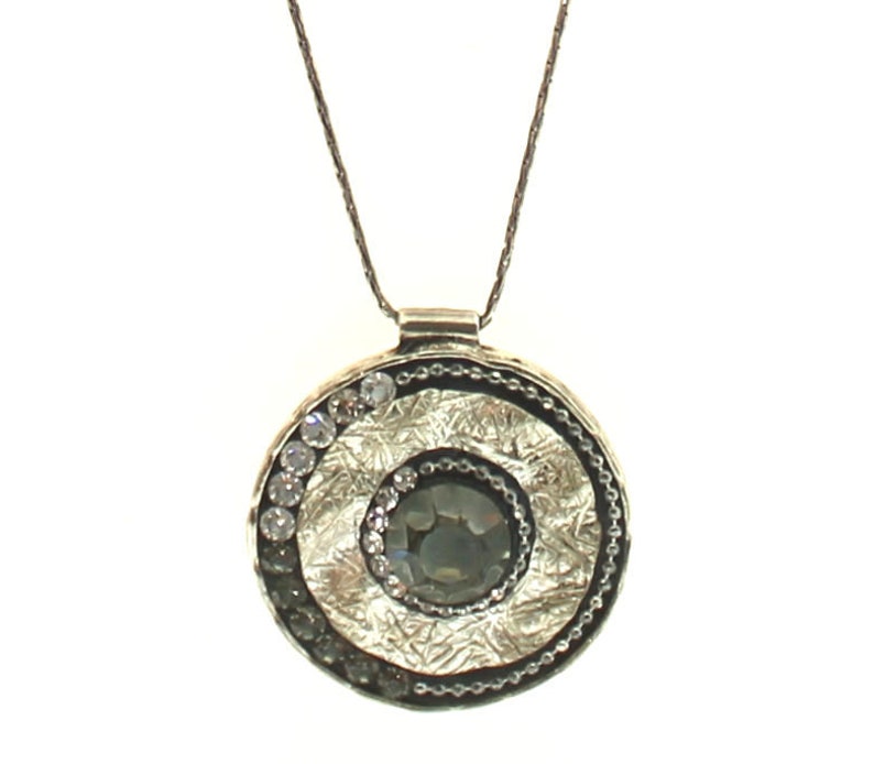 4502 Magnolia Sterling Silver Crystal Circle Pendant Necklace