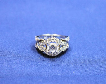 Elegant Cubic Zirconia 10K Y/G over .925 Sterling Silver CZ Estate Ring Size 6