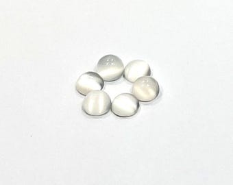 6 Charming Round Cabochon White Moonstone Cats Eye