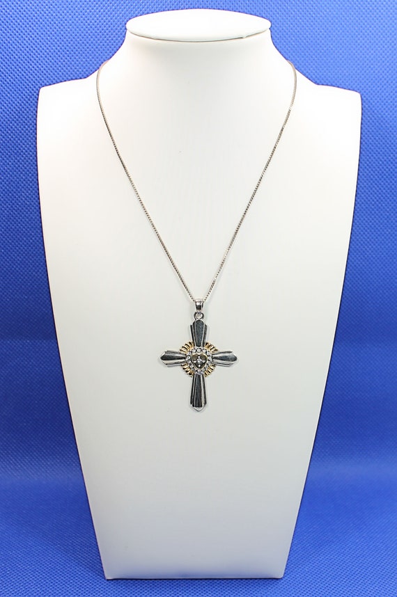 Antique "Cross" 18 Inch 14K Y/G over Sterling Silv