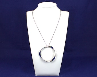 Stunningly Unique Circle Design ELLE Necklace and Pendant in Sterling Silver