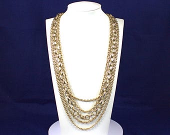 Elegant 20 inch Gold Tone Fashion Chain 5 Strand