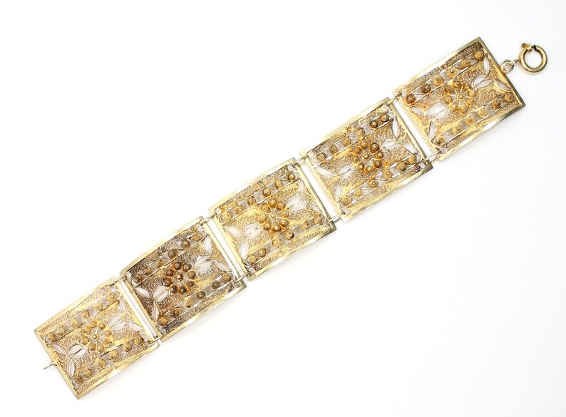 Unique Design Vintage\u00a0Gold Plated over Sterling Silver Bracelet