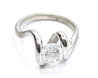 Unique Design CZ .925 Sterling Silver Estate Ring Size 6