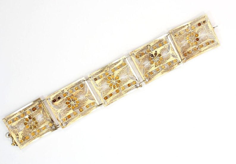 Unique Design Vintage\u00a0Gold Plated over Sterling Silver Bracelet