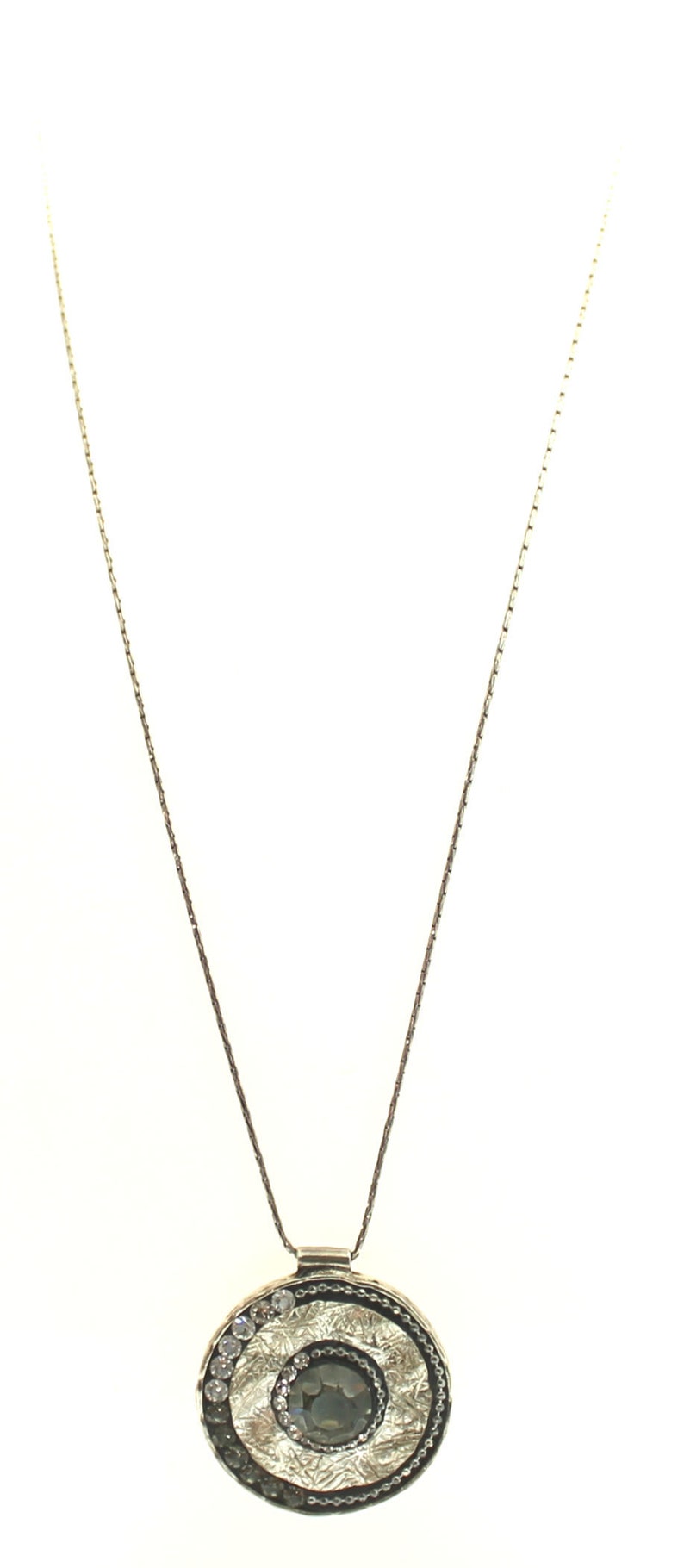 4502 Magnolia Sterling Silver Crystal Circle Pendant Necklace