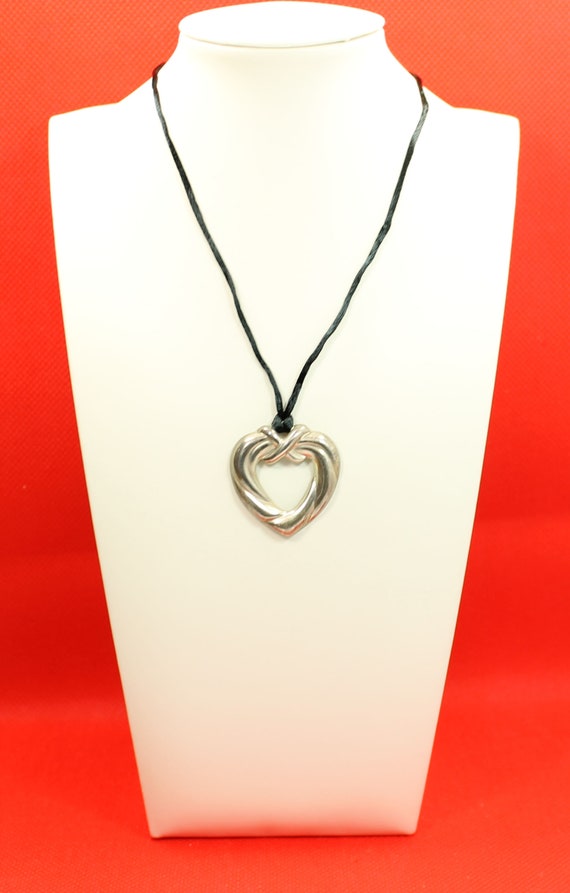 Cord Necklace Black Heart Tiffany Necklace Bold Eye Catching