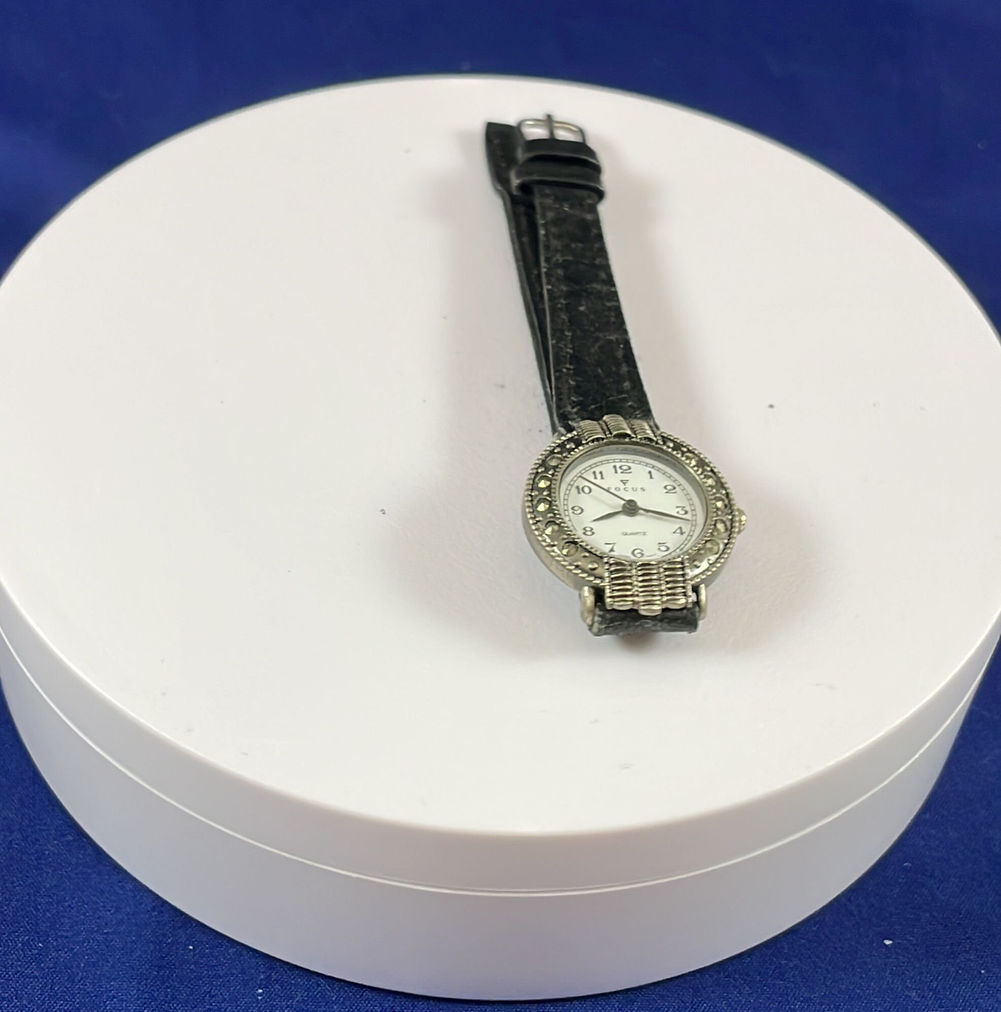 Vintage Leather Strap and Marcasite  display picture 3