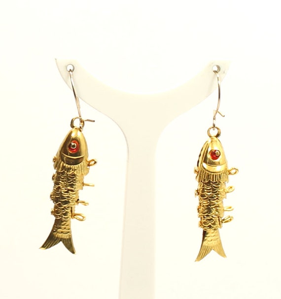 Gold Tone Fish Hook Earrings - 1 1/2 inches