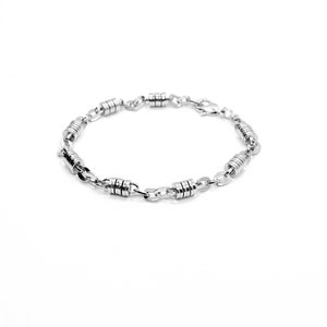 Exciting 6mm Cylinder Style Polished Stainless Steel Bracelet 8.5 inches